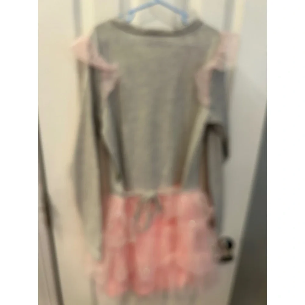 Dollie &‎ Me Girls Gray Pink Unicorn Tulle Tutu Dress Long Sleeve Size 14 k7000